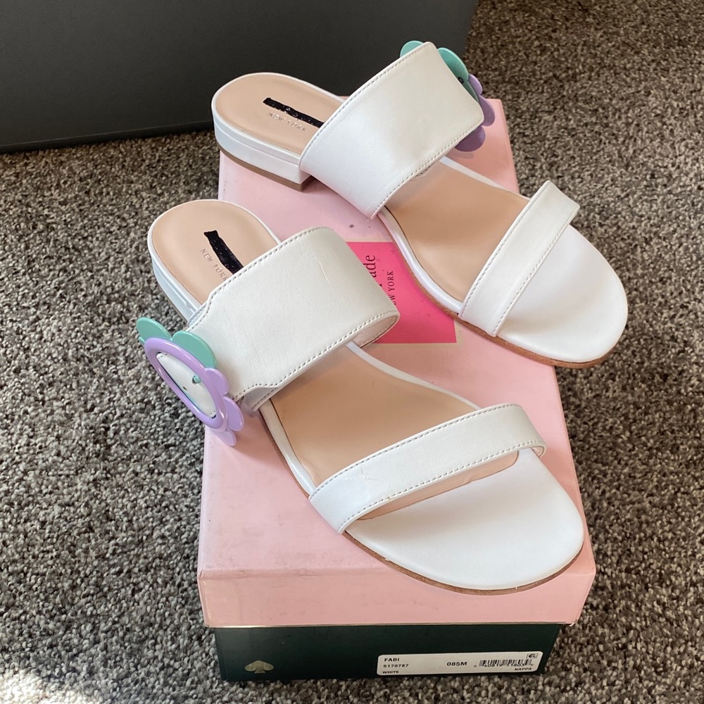 Kate Spade White Women's Sandals with Floral Accent